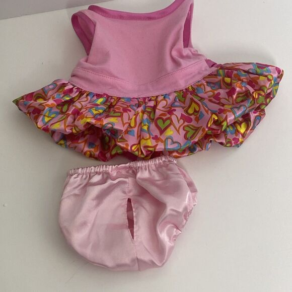 Build A Bear Pink Dress Heart Skirt Pink Bow Pink Bloomers Rose Decor For Bear - Picture 8 of 8